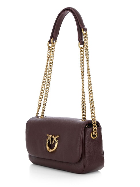 CLICK SOFT Mini-Schultertasche / Umh&auml;ngetasche Dunkelbraun-Antikgold - Damentaschen