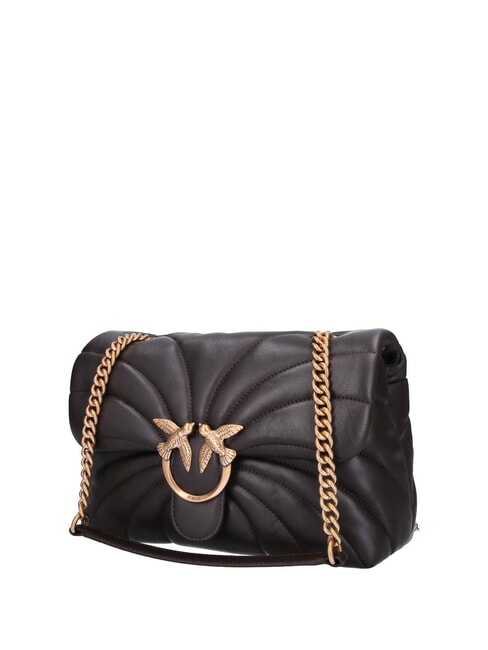 LOVE PUFF CLASSIC Umh&auml;ngetasche aus Nappaleder Marascabraun-Antikgold - Damentaschen