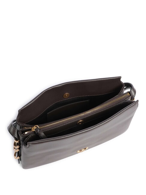 TRIPLET MINI Schultertasche aus Leder Marascabraun-Antikgold - Damentaschen