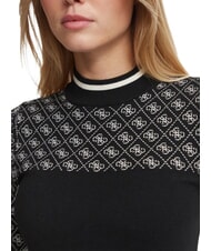 GUESS MOCK NECK AUBREY 4G Slim Fit Pullover schwarzer, ged&auml;mpfter Stein - Damenpullover - 3