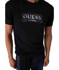 GUESS BOX LORO ROPES T-Shirt mit aufgen&auml;htem Logo jetbla - Herren-T-Shirts - 4