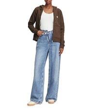 GUESS JEANS REGULAR MINI Kapuzenpulli mit Rei&szlig;verschluss dunkler Kaffee - Sweatshirts Damen - 3