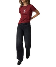 GUESS JEANS CHERRY REGULAR Kurzarm-T-Shirt Weinbergrot - T-Shirts und Tops f&uuml;r Damen - 3