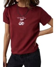 GUESS JEANS CHERRY REGULAR Kurzarm-T-Shirt Weinbergrot - T-Shirts und Tops f&uuml;r Damen - 4