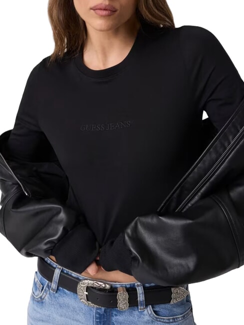 SLIM LOGO EMBOSSED Lang&auml;rmeliges T-Shirt jetbla - T-Shirts und Tops f&uuml;r Damen