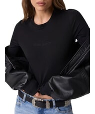 GUESS JEANS SLIM LOGO EMBOSSED Lang&auml;rmeliges T-Shirt jetbla - T-Shirts und Tops f&uuml;r Damen - 5