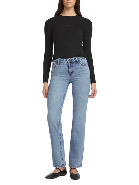 SLIM LOGO EMBOSSED Lang&auml;rmeliges T-Shirt jetbla - T-Shirts und Tops f&uuml;r Damen
