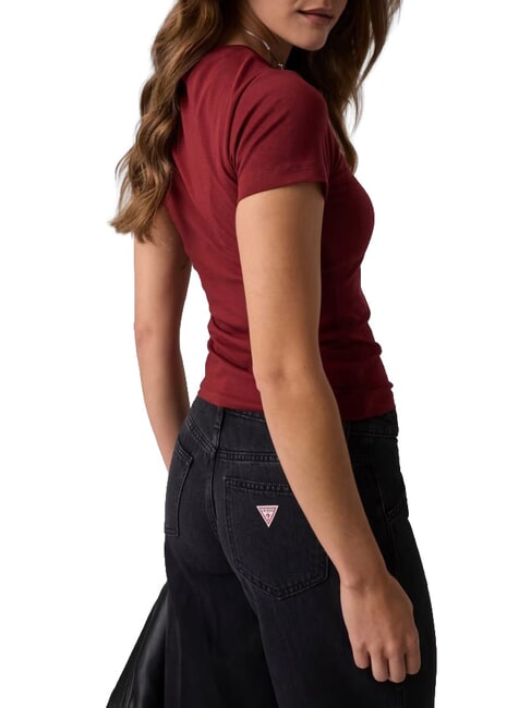 PRINT SLIM Schmal geschnittenes Kurzarm-T-Shirt Weinbergrot - T-Shirts und Tops f&uuml;r Damen