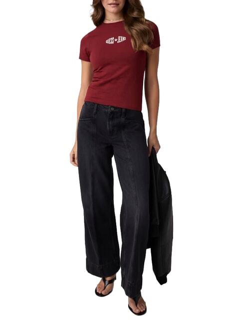 PRINT SLIM Schmal geschnittenes Kurzarm-T-Shirt Weinbergrot - T-Shirts und Tops f&uuml;r Damen