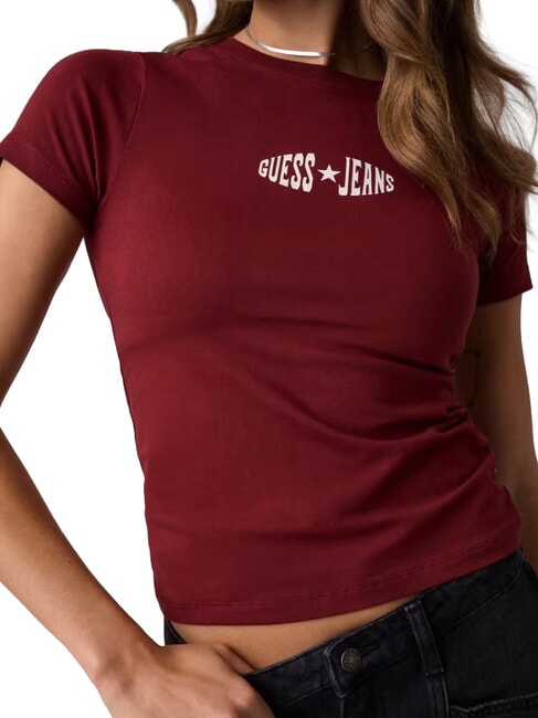 PRINT SLIM Schmal geschnittenes Kurzarm-T-Shirt Weinbergrot - T-Shirts und Tops f&uuml;r Damen