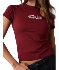 GUESS JEANS PRINT SLIM Schmal geschnittenes Kurzarm-T-Shirt Weinbergrot - T-Shirts und Tops f&uuml;r Damen - 4