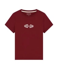 GUESS JEANS PRINT SLIM Schmal geschnittenes Kurzarm-T-Shirt Weinbergrot - T-Shirts und Tops f&uuml;r Damen - 5