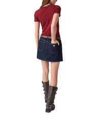GUESS JEANS SLIM LOGO Slim-Fit-Stretch-T-Shirt Weinbergrot - T-Shirts und Tops f&uuml;r Damen - 2