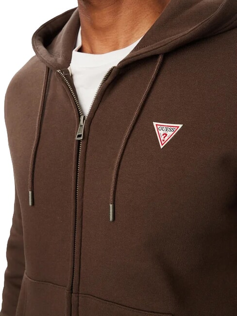SLIM MINI Kapuzenpulli mit Rei&szlig;verschluss dunkler Kaffee - Sweatshirts Herren
