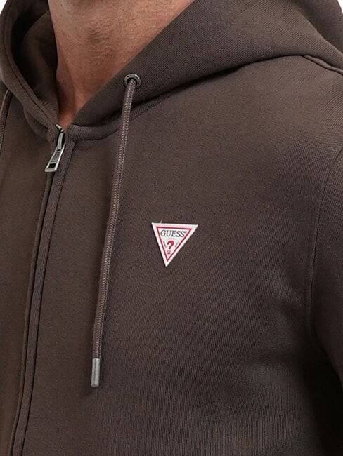 SLIM MINI Kapuzenpulli mit Rei&szlig;verschluss dunkler Kaffee - Sweatshirts Herren