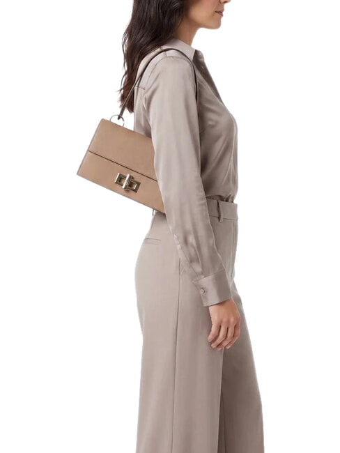 AMELIA Schultertasche aus Leder mit Schulterriemen Toffee - Damentaschen
