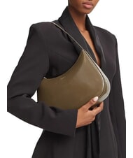 FURLA MARGOT Schultertasche aus Lackleder schlammiges Grau - Damentaschen - 2