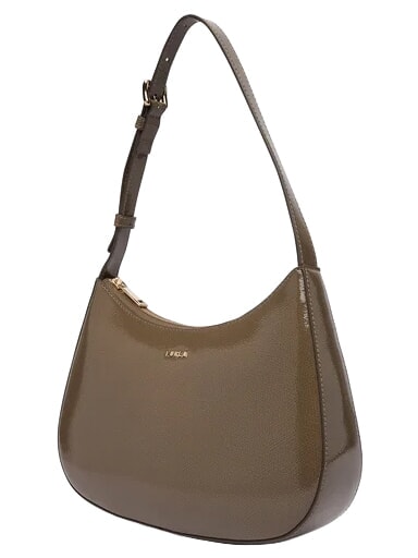 MARGOT Schultertasche aus Lackleder schlammiges Grau - Damentaschen