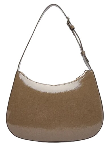 MARGOT Schultertasche aus Lackleder schlammiges Grau - Damentaschen