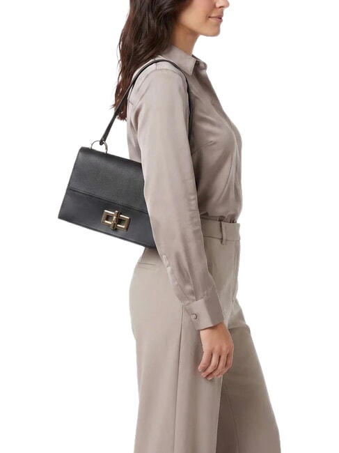 AMELIA Schultertasche aus Leder mit Schulterriemen Schwarz - Damentaschen