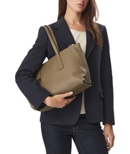 FURLA OLIVIA Leder-Einkaufstasche schlammiges Grau - Damentaschen - 2