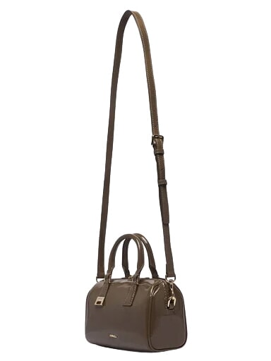 OLIVIA Lederhandtasche mit Schulterriemen schlammiges Grau - Damentaschen