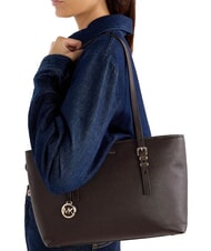 MICHAEL KORS QUINN Mittelgro&szlig;e Einkaufstasche aus Leder Schokolade - Damentaschen - 2