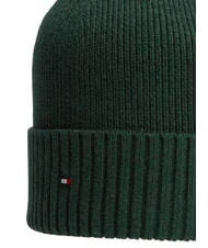 TOMMY HILFIGER TH FLAG Baumwoll-Beanie-M&uuml;tze mit Umschlag majest&auml;tische Smaragdmelange - M&uuml;tzen/H&uuml;te - 3