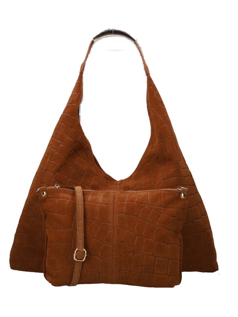 ELLISSE CROCO SUEDE Maxi-Schultertasche cognac - Damentaschen