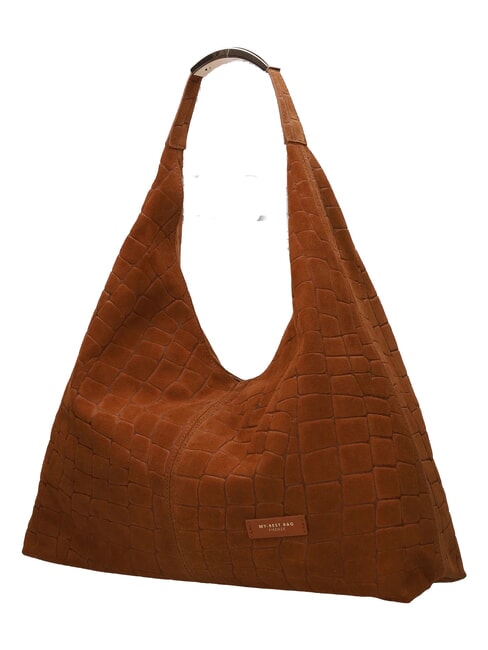 ELLISSE CROCO SUEDE Maxi-Schultertasche cognac - Damentaschen