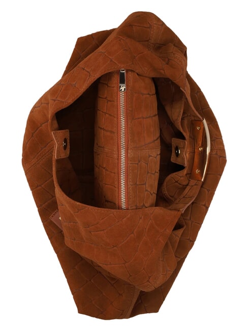ELLISSE CROCO SUEDE Maxi-Schultertasche cognac - Damentaschen