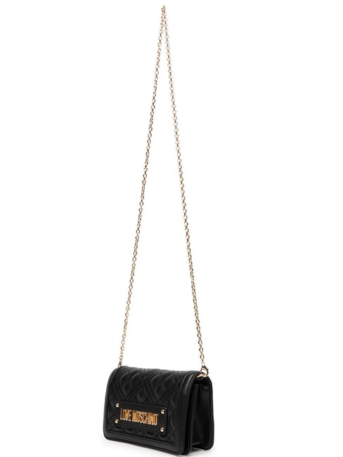 QUILTED Clutch / Geldb&ouml;rse mit Schulterriemen Schwarz - Brieftaschen Damen
