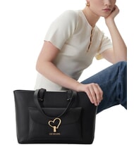 LOVE MOSCHINO HEART TURNLOCK Einkaufstasche Schwarz - Damentaschen - 2