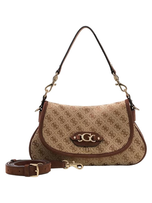 SAMANTHA Schultertasche mit Schultergurt Latte-Logo / braun - Damentaschen