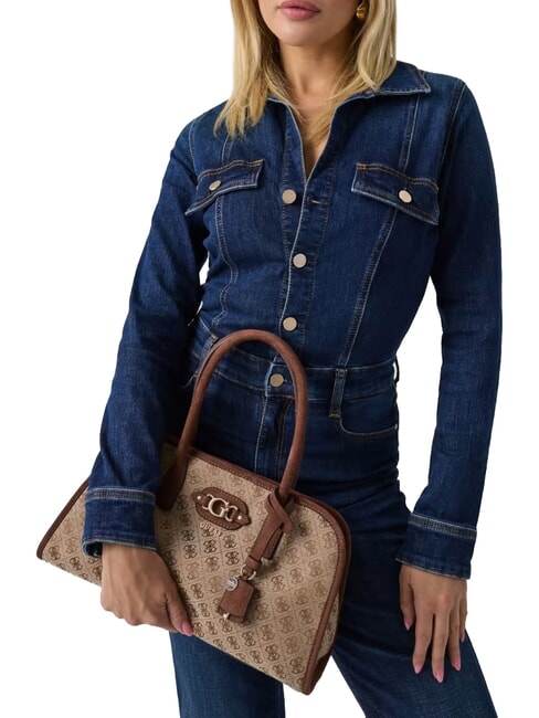 SAMANTHA Handtasche mit Schulterriemen Latte-Logo / braun - Damentaschen
