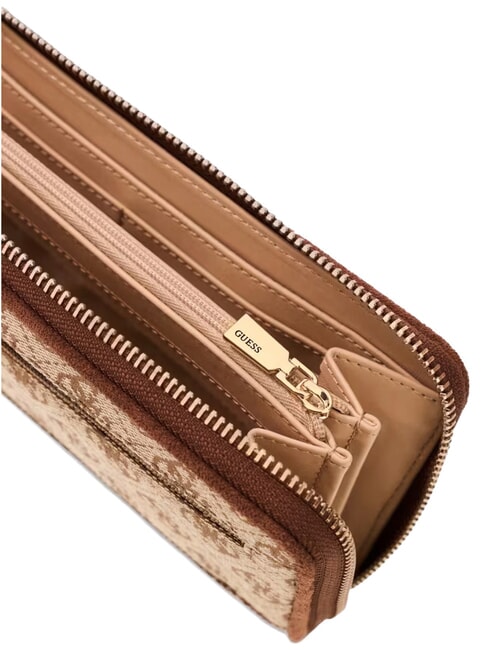 SAMANTHA Gro&szlig;e Geldb&ouml;rse mit Rei&szlig;verschluss Latte-Logo / braun - Brieftaschen Damen