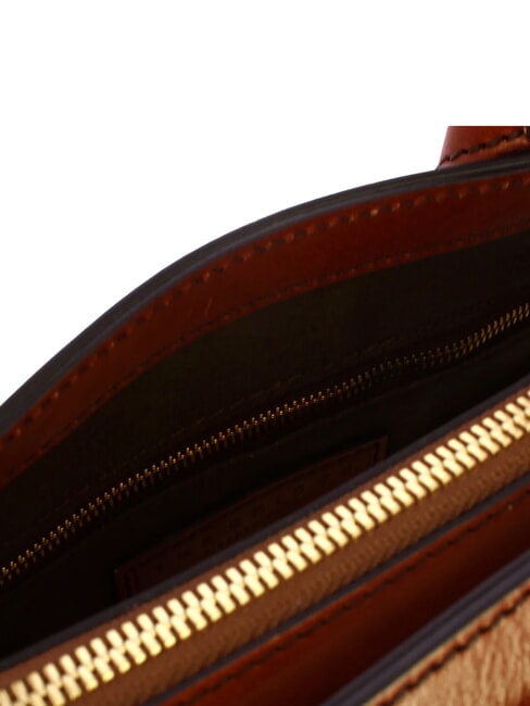 CECILIA Lederhandtasche mit Schulterriemen BRAUN - Damentaschen