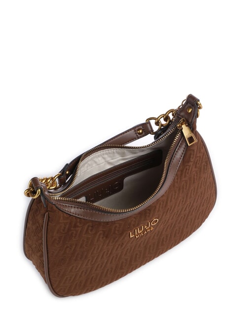 RIDHI Embossed Schultertasche mit Schultergurt Tabak - Damentaschen