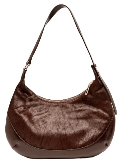 APOLLINE Schultertasche, Leder Kaffee" - Damentaschen