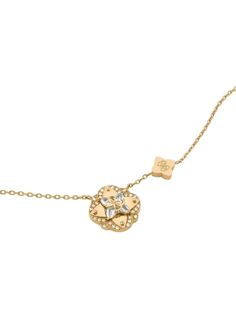 WILD FLOWER Halskette mit zentralem herzf&ouml;rmigen Anh&auml;nger gelbes Gold - Halsketten