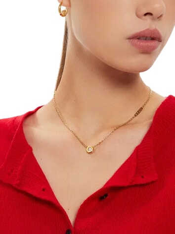 STYLISH GUESS Halskette, m&uuml;nzf&ouml;rmig mit Logo gelbes Gold - Halsketten