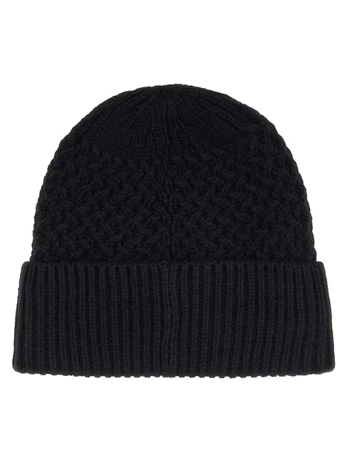 KNITTED Kappe mit Umschlag und Logo an der Seite SCHWARZ - M&uuml;tzen/H&uuml;te