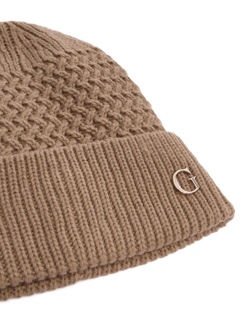 KNITTED Kappe mit Umschlag und Logo an der Seite BEIGE - M&uuml;tzen/H&uuml;te