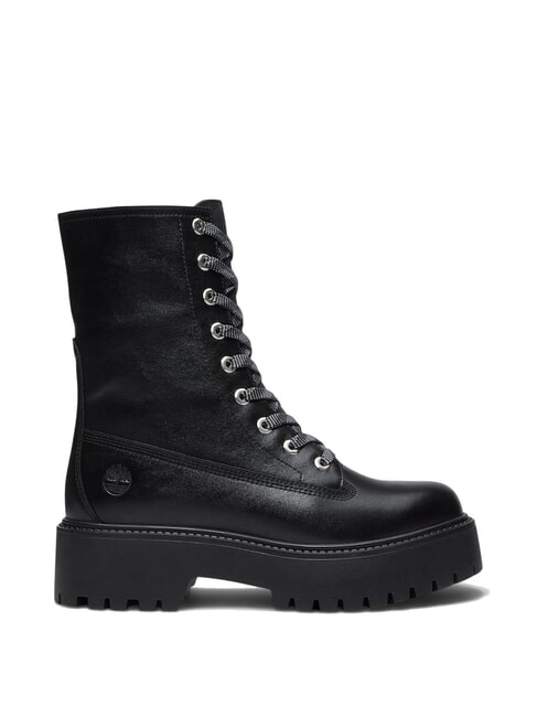 STONE STREET Lederstiefeletten schwarzes Vollkorn - Damenschuhe
