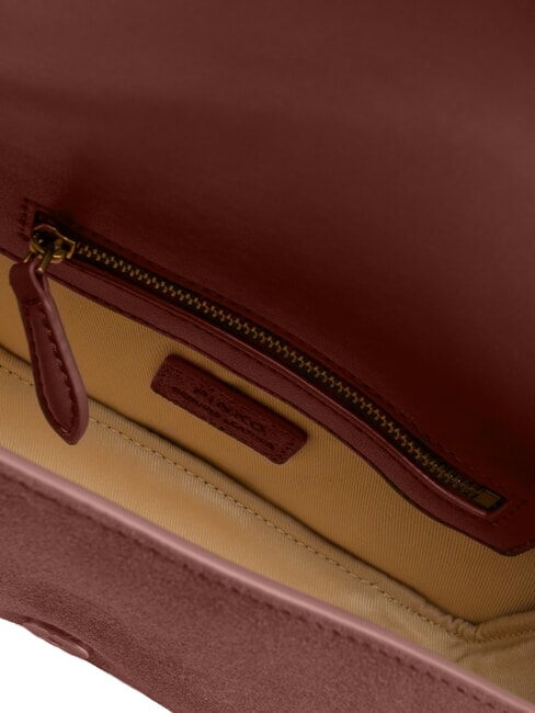 LOVE ONE SLOUCHY Kleine Schultertasche aus Leder Burgunder-Antikgold - Damentaschen