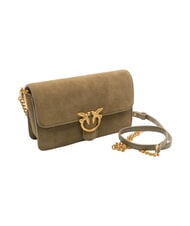 PINKO LOVE ONE SLOUCHY Kleine Schultertasche aus Leder Dunkelolivgr&uuml;n-Antikgold - Damentaschen - 2