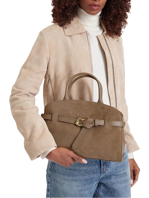 SABINE SUEDE BICOLOR Handtasche mit Schulterriemen warmes Taupe - Damentaschen
