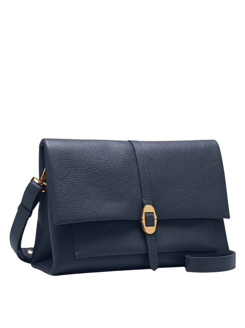 DORIAN Schultertasche aus geh&auml;mmertem Leder Mitternachtsblau - Damentaschen