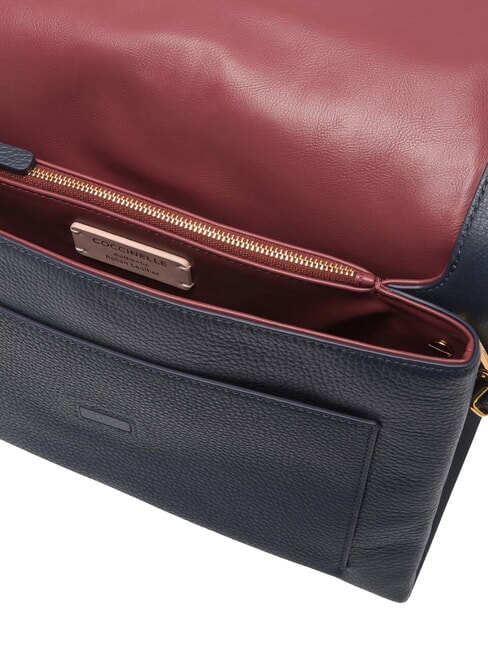 DORIAN Schultertasche aus geh&auml;mmertem Leder Mitternachtsblau - Damentaschen
