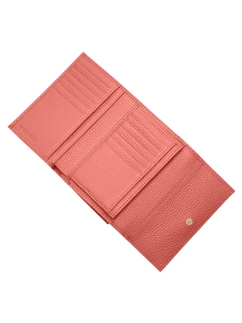 METALLIC SOFT Bifold-Brieftasche aus geh&auml;mmertem Leder rosa Tonerde - Brieftaschen Damen